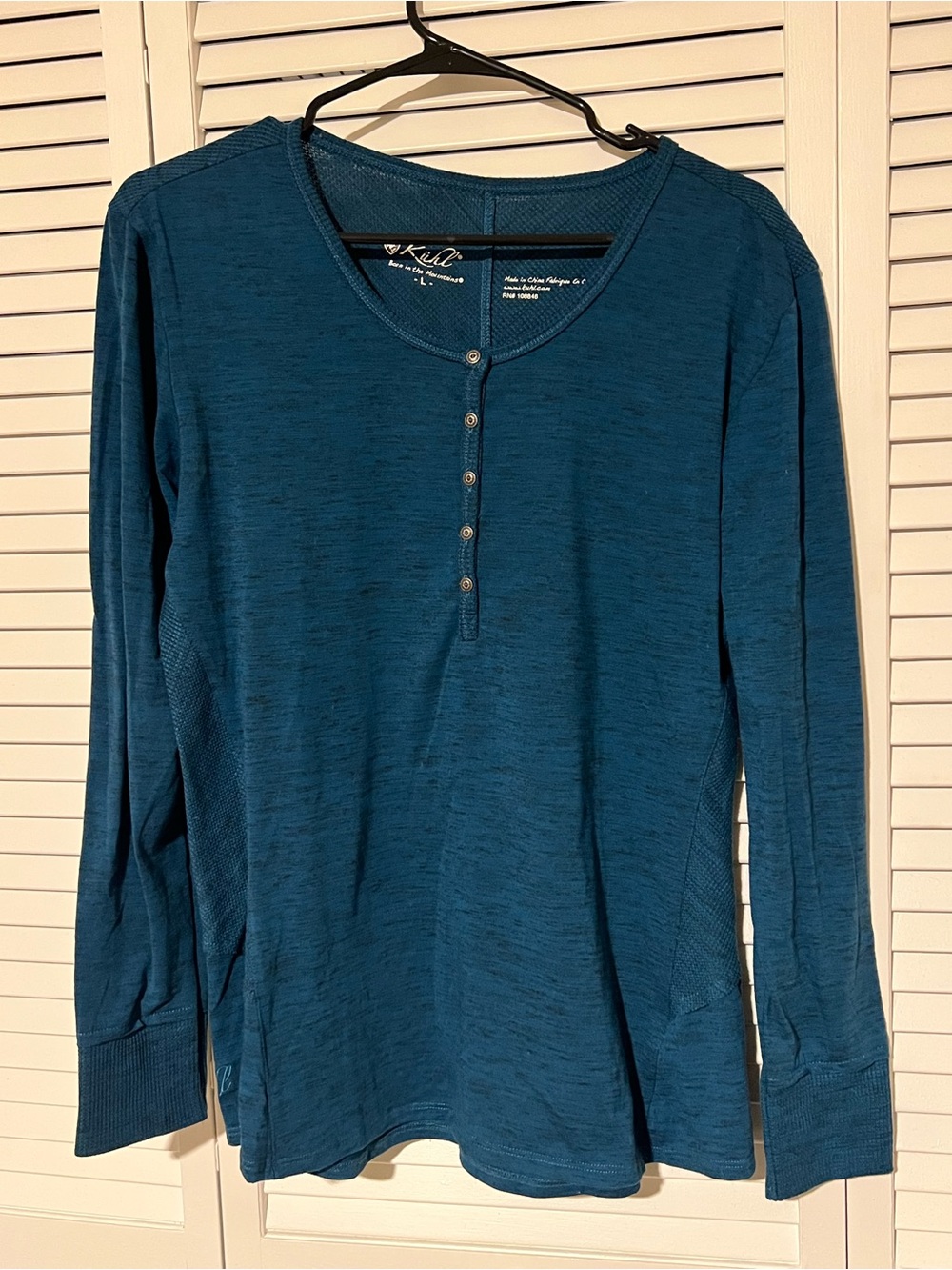 Kuhl Long Sleeve Henley Top - Teal Blue